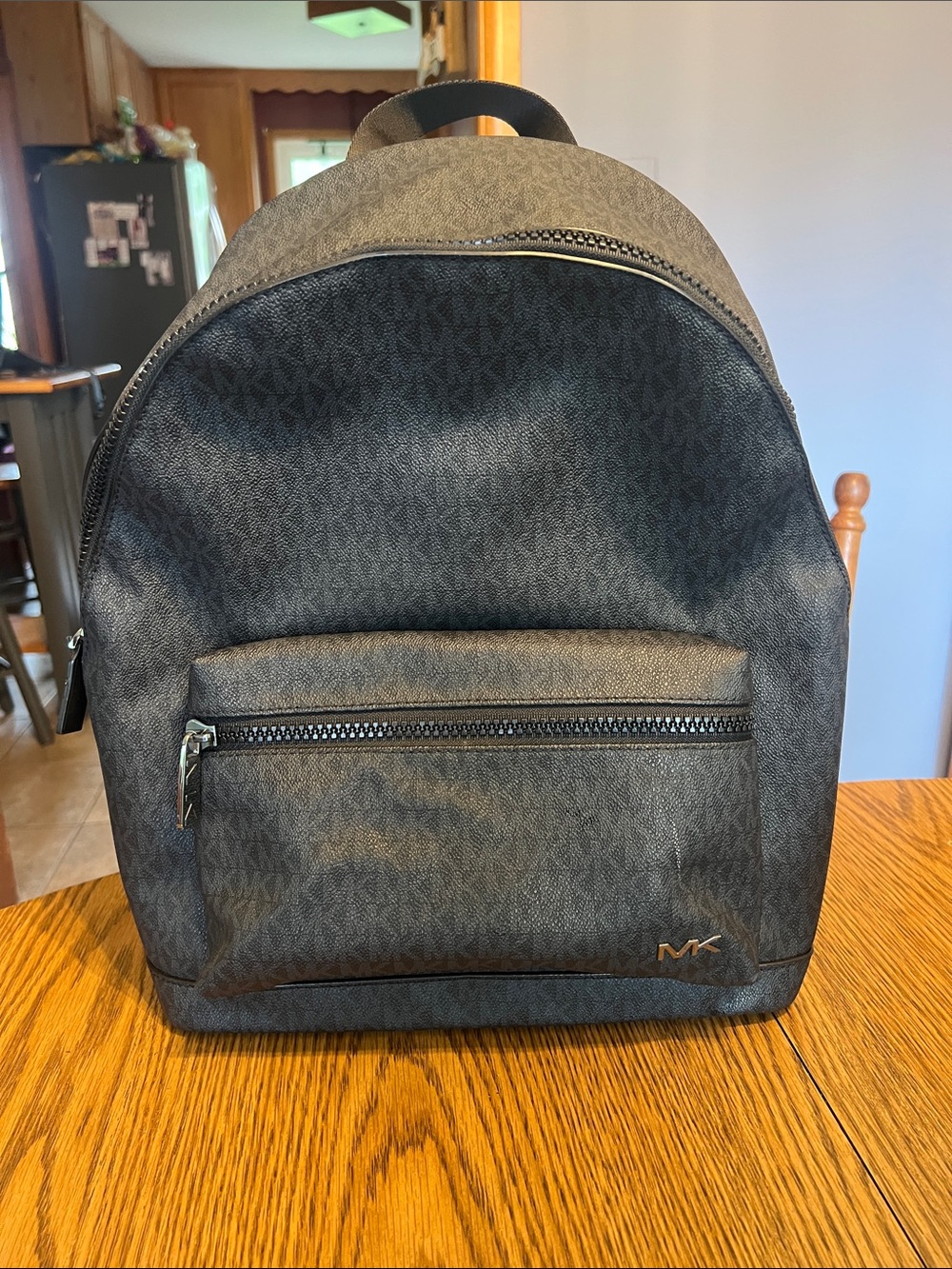 Michael Kors Black and Grey MK Monogram Backpack